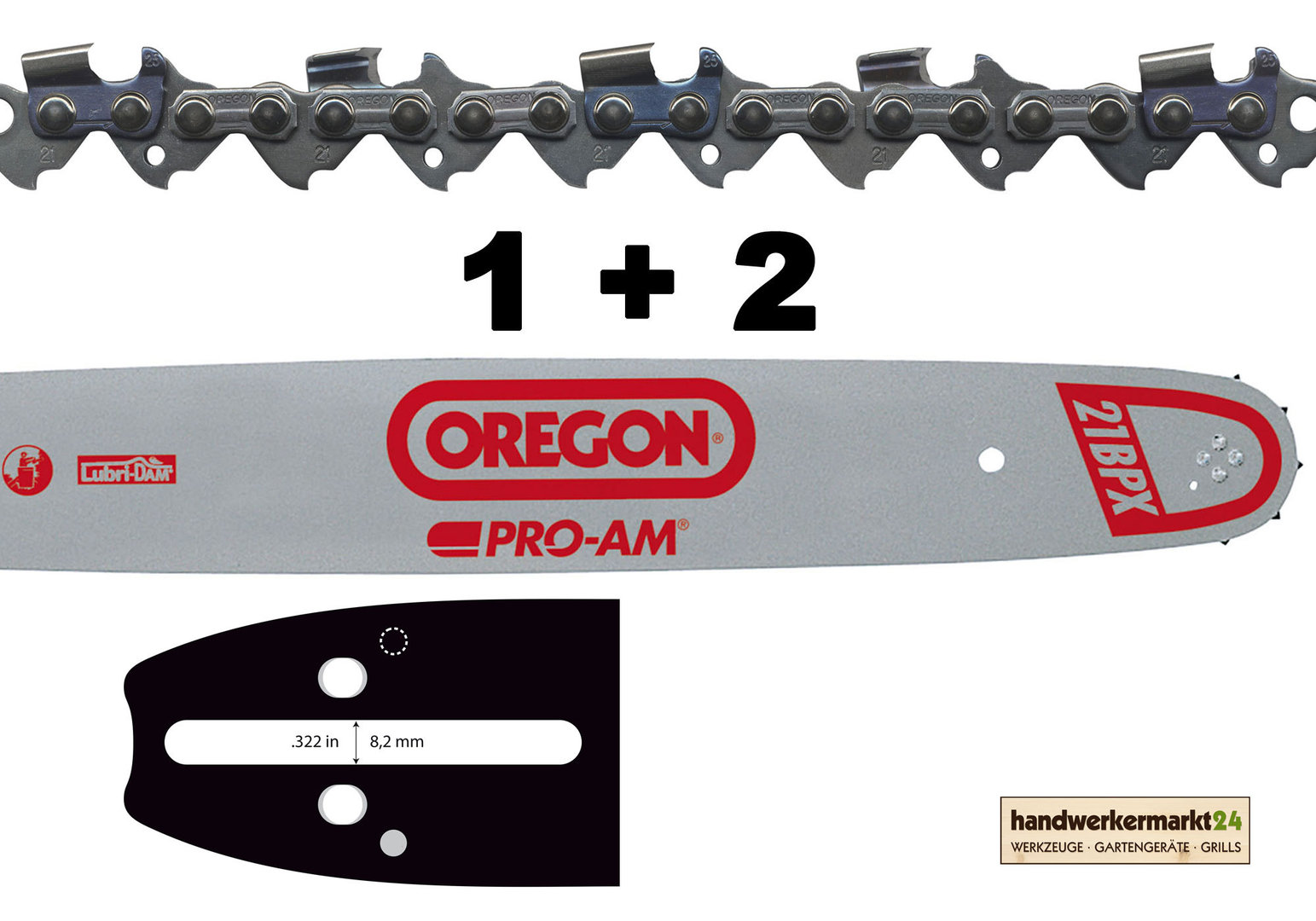 2 OREGON Sägeketten für HUSQVARNA 545 OREGON Schwert 50 cm 1,5 mm 